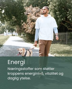 Mann som går tur med hunden