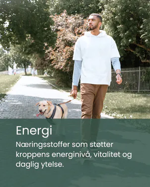 Mann som går tur med hunden