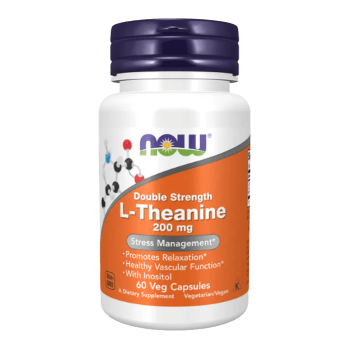 200 mg L.theanine i kapselform fra NOW Foods