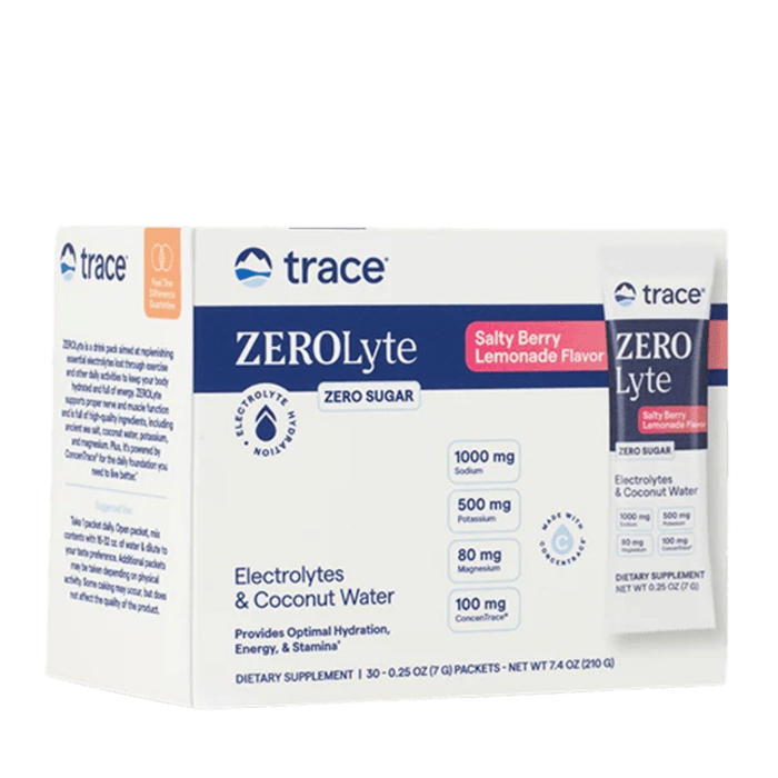 Trace Minerals Zerolyte Elektrolyttpulver, kommer i ulike smaker og også i boks uten porsjonsposer.